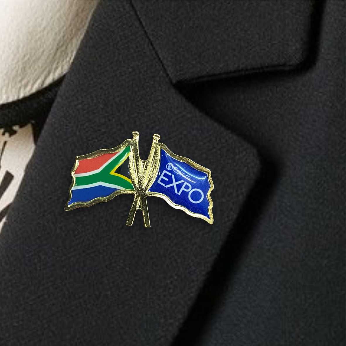Double\Dual Flag Lapel Badges 34mm x 22mm