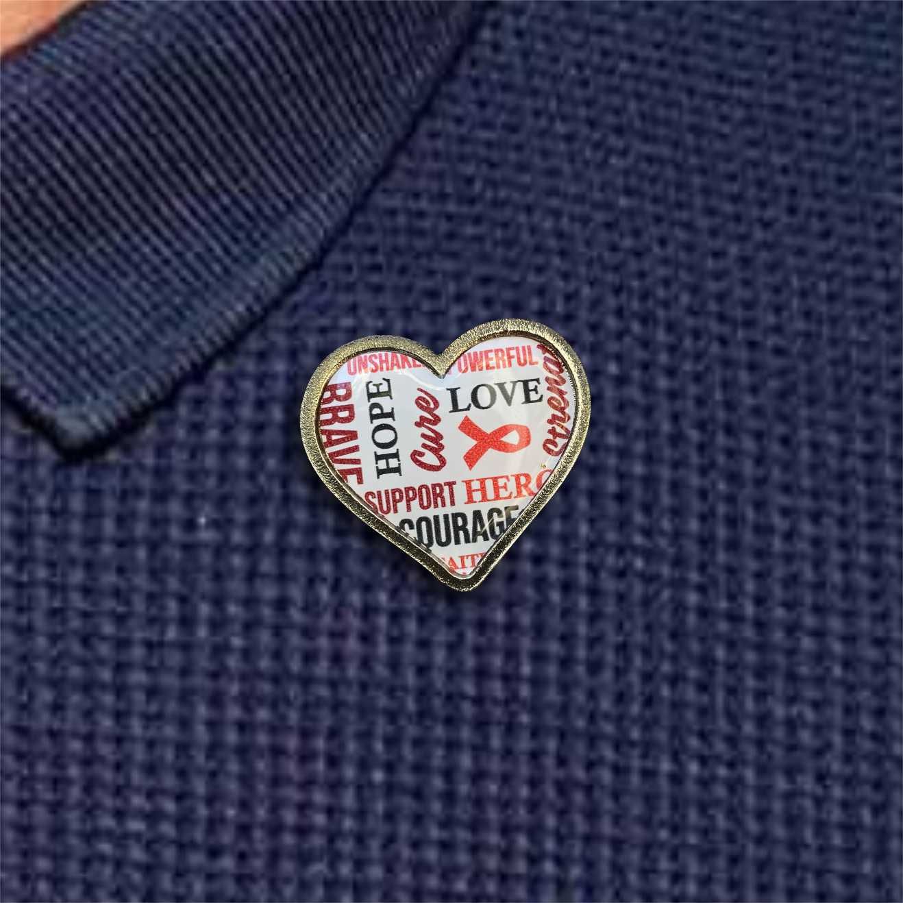 AIDS Awareness Heart Inspiring Words Badge