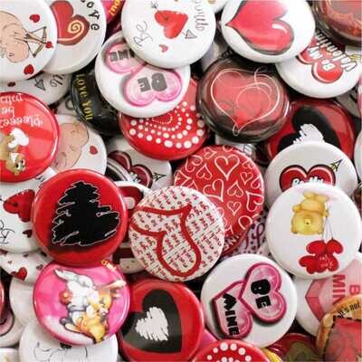 Valentine's Day Button Badges | Pack of 50