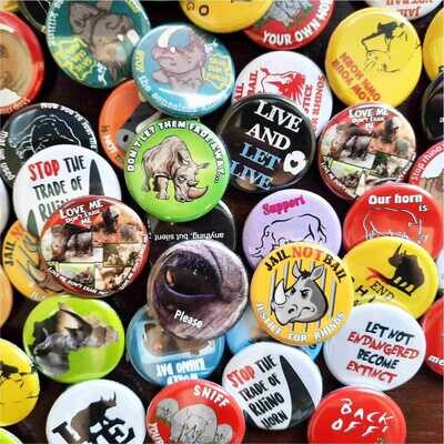 Rhino Conservation Button Badges | Pack of 50
