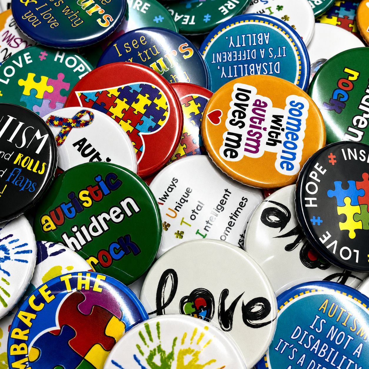 Autism Awareness Button Badges (PACK of 50)