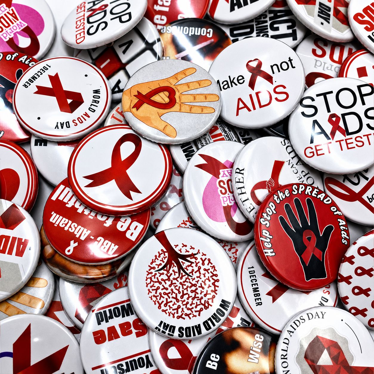 AIDS Awareness Button Badges (Pack of 50)