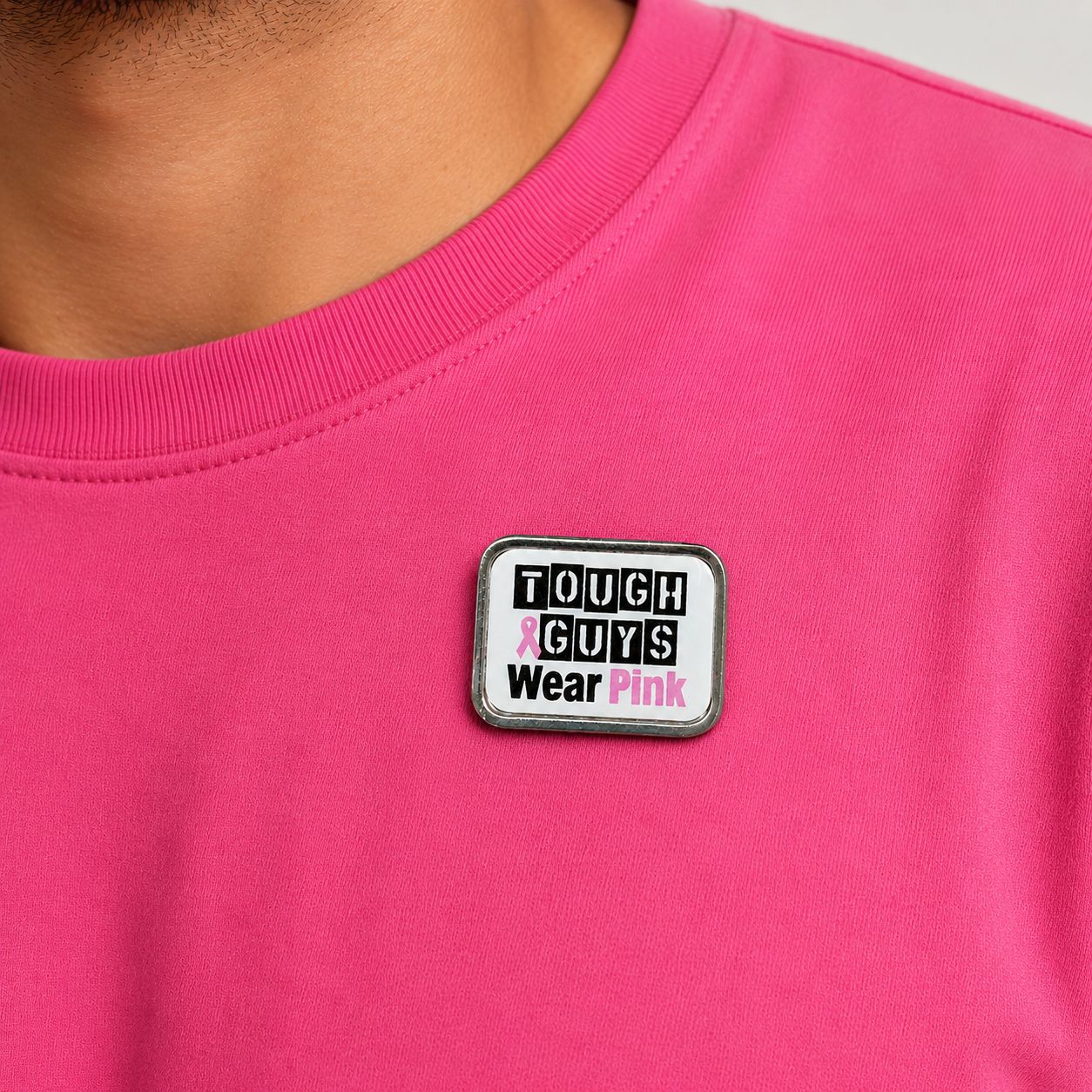 Breast Cancer Awareness Tough Guys Lapel Badge