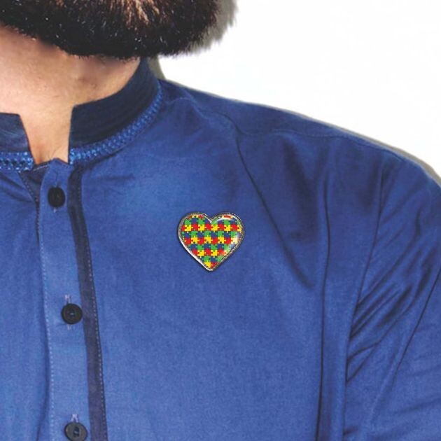Autism Heart Puzzle Lapel Badge