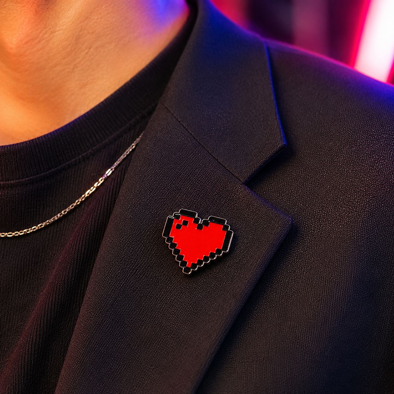 Heart Pixel Lapel Badge