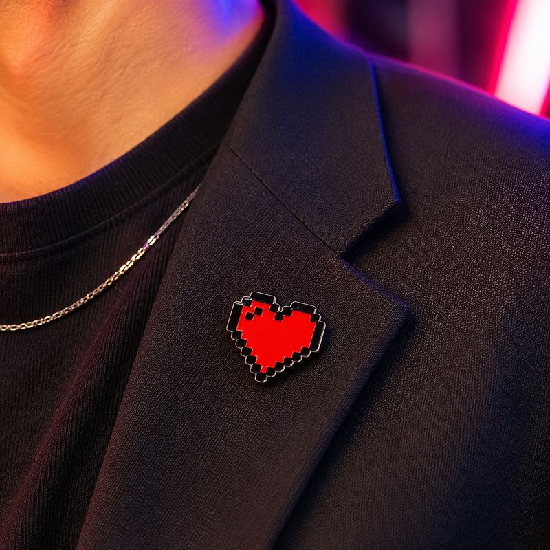Heart Pixel Lapel Badge