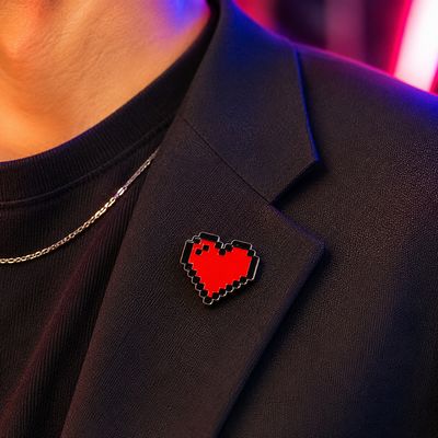 Heart Pixel Lapel Badge
