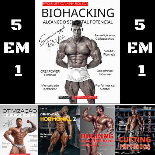 5 Ebooks Super Combo [Otimização Hormonal 1+2 Cutting &amp; Bulking Com Peptídeos + Biohacking 1 ]