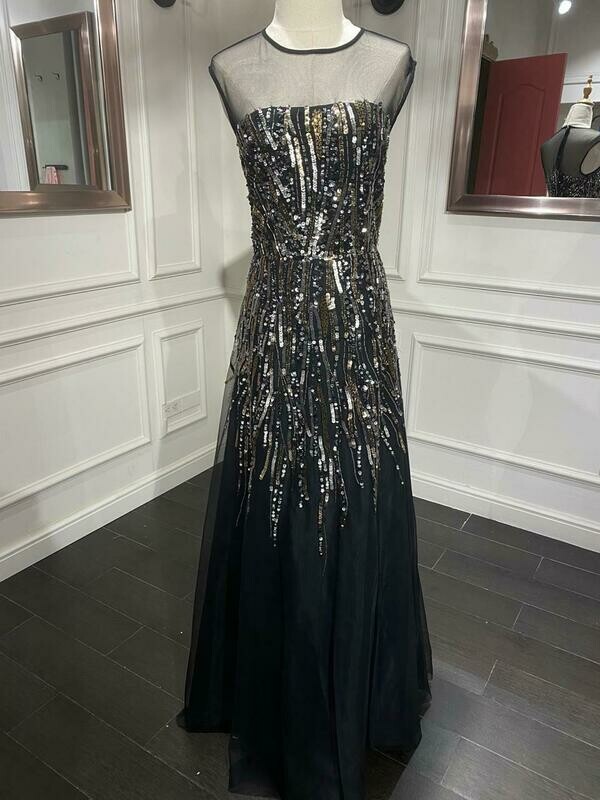 Vestido Largo,	Negro	,Talla	46