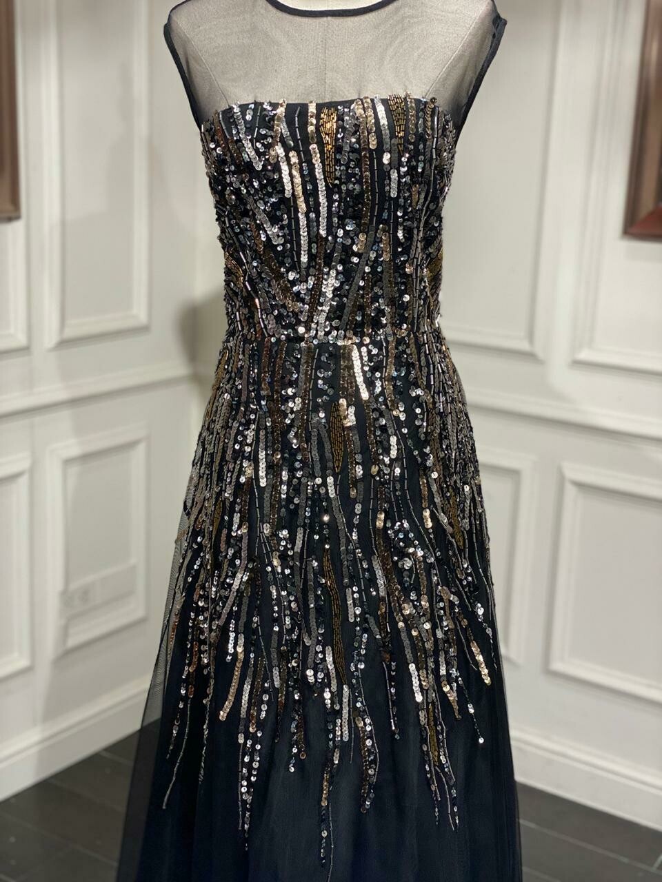 Vestido Largo,	Negro	,Talla	46
