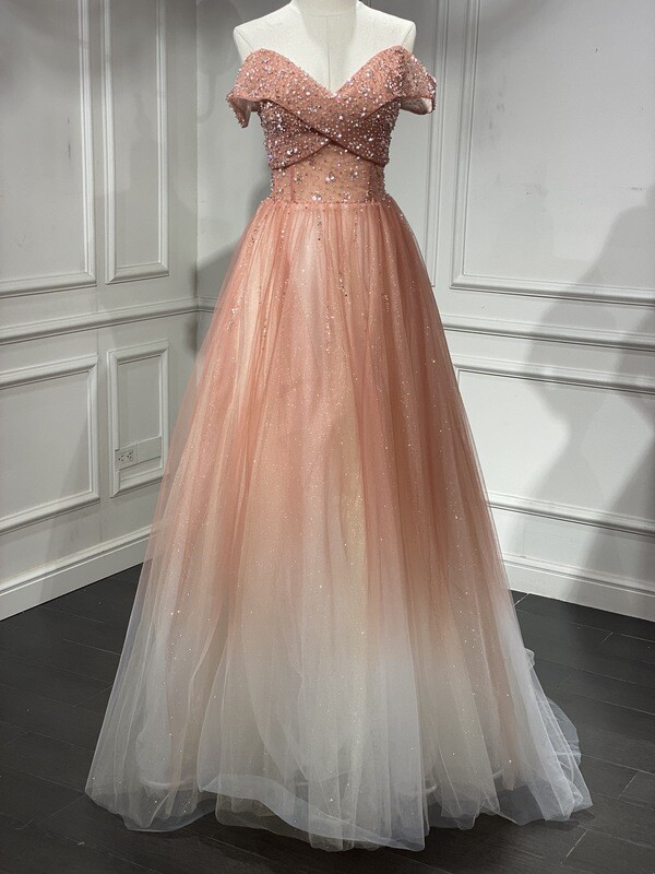 Vestido Largo Corte A Color Anaranjado