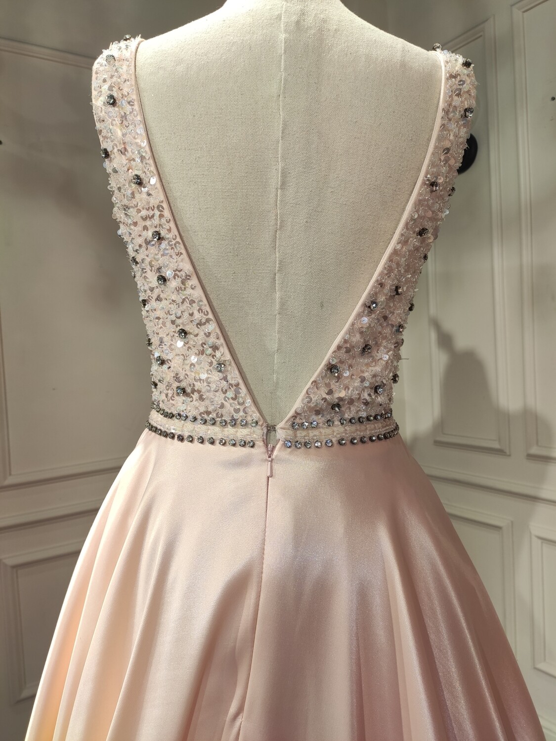 Vestido	Largo	de	color	Peach	en	Talla:	( XS )	38	Es	o	6	Uk