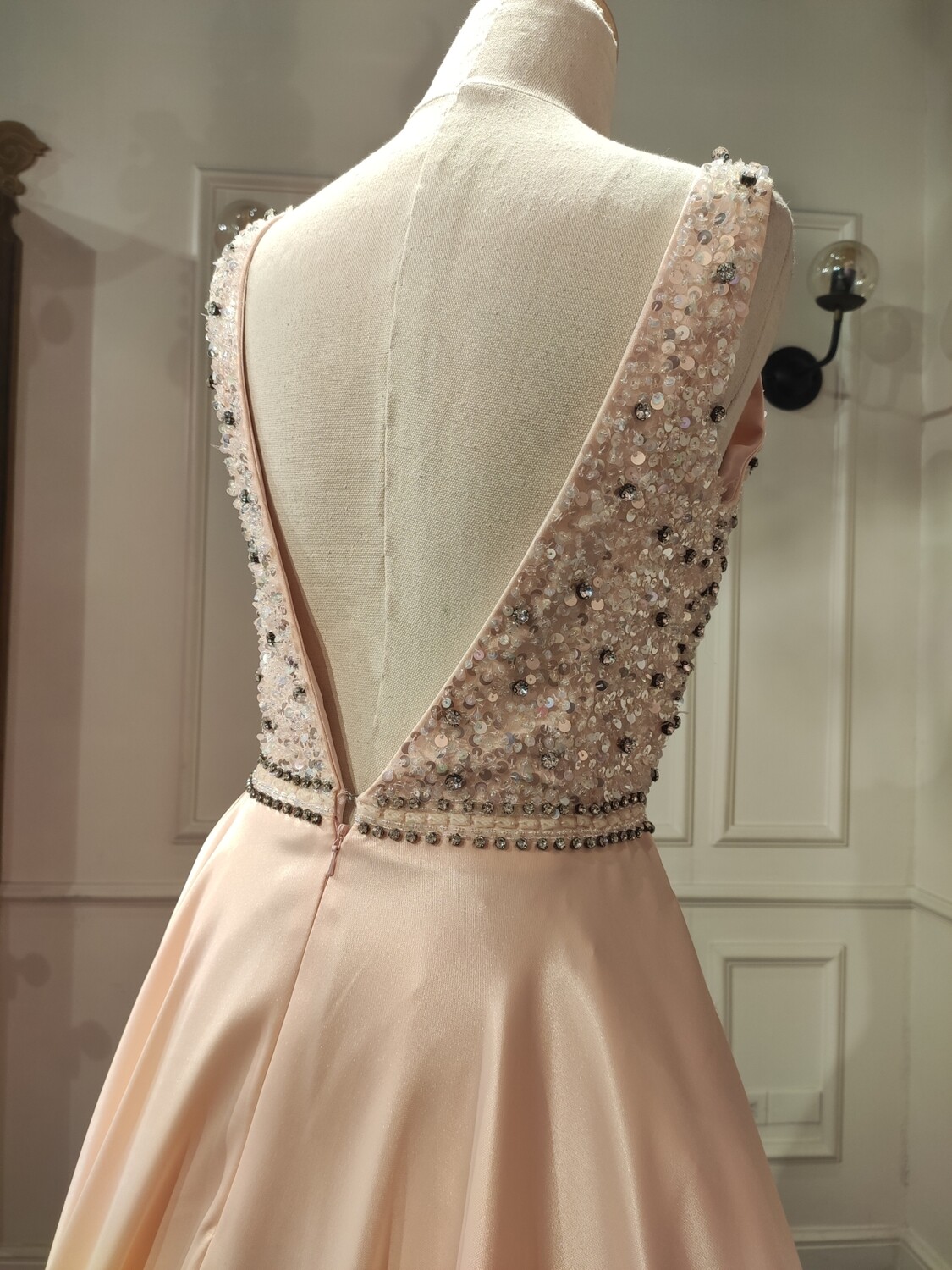 Vestido	Largo	de	color	Peach	en	Talla:	( XS )	38	Es	o	6	Uk