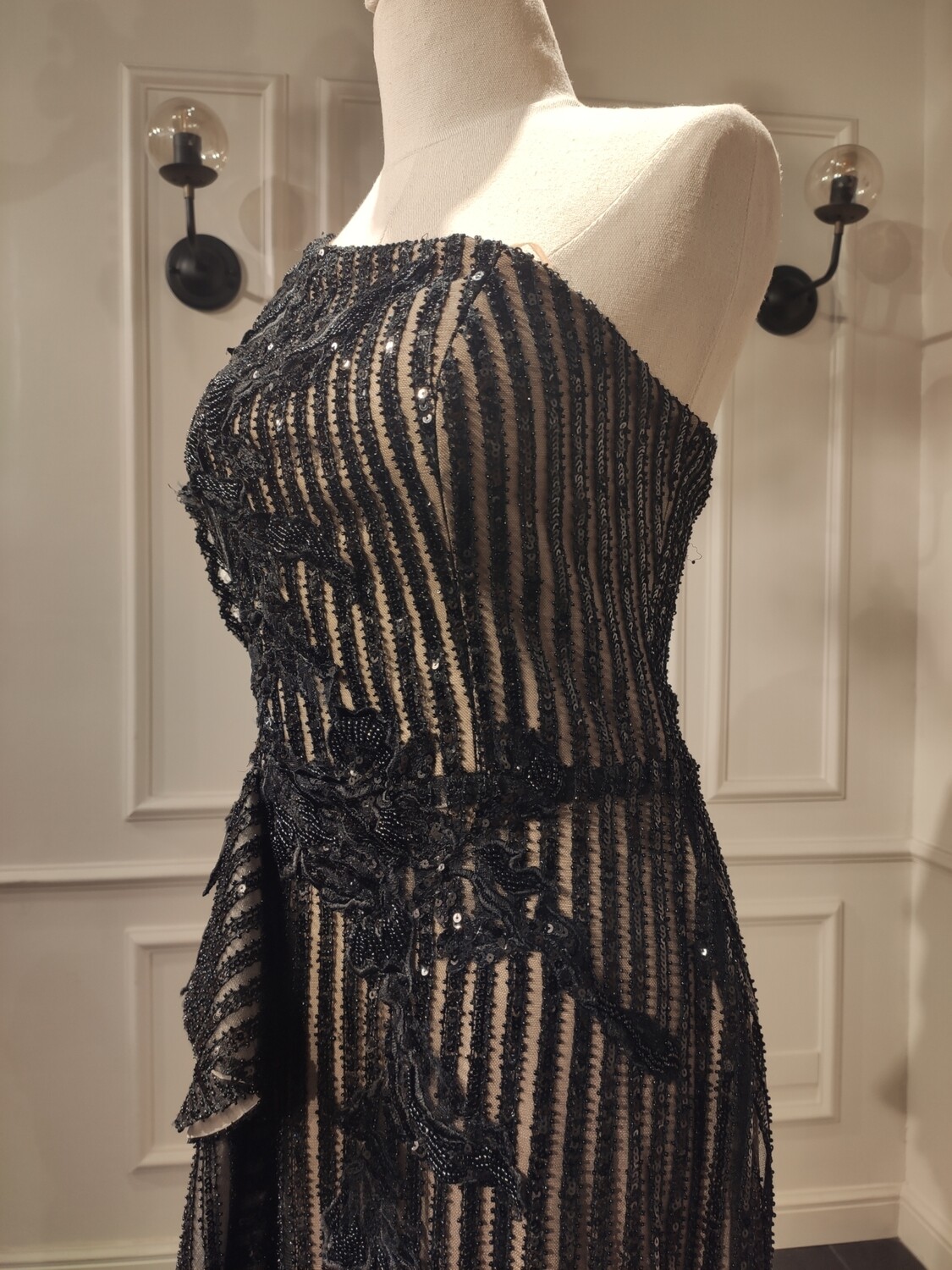 Vestido Largo  Corte Recto Color Negro