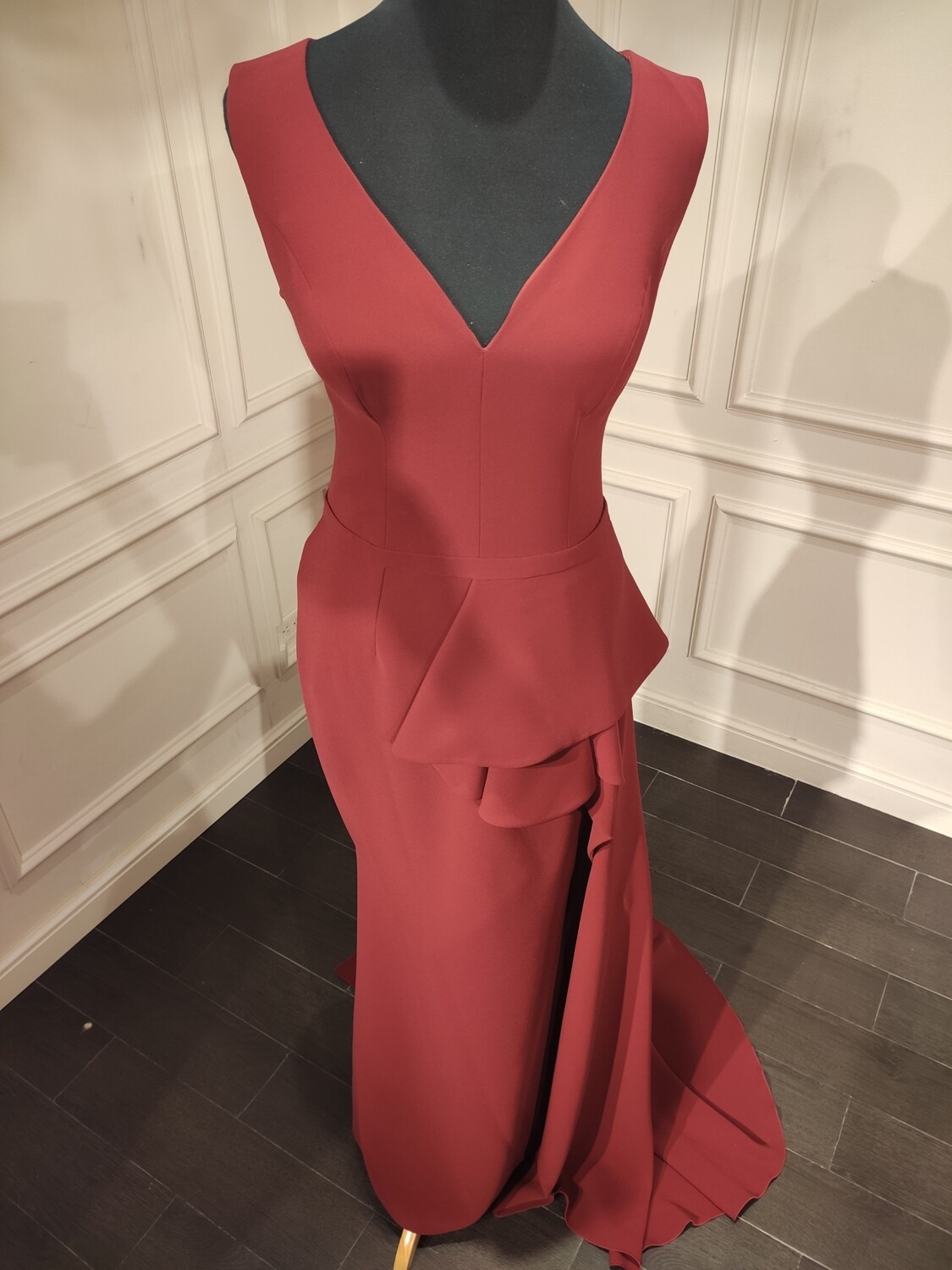 Vestido Largo,	Rojo Vino	,Talla	42