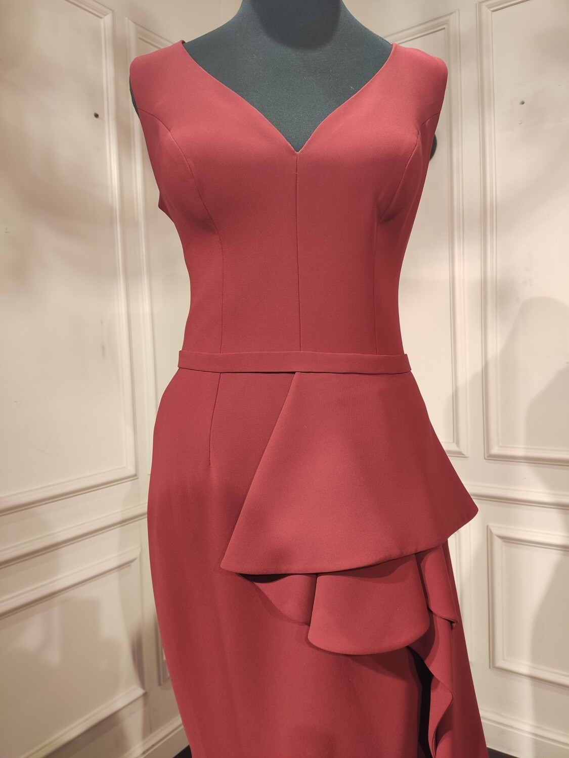 Vestido Largo,	Rojo Vino	,Talla	42
