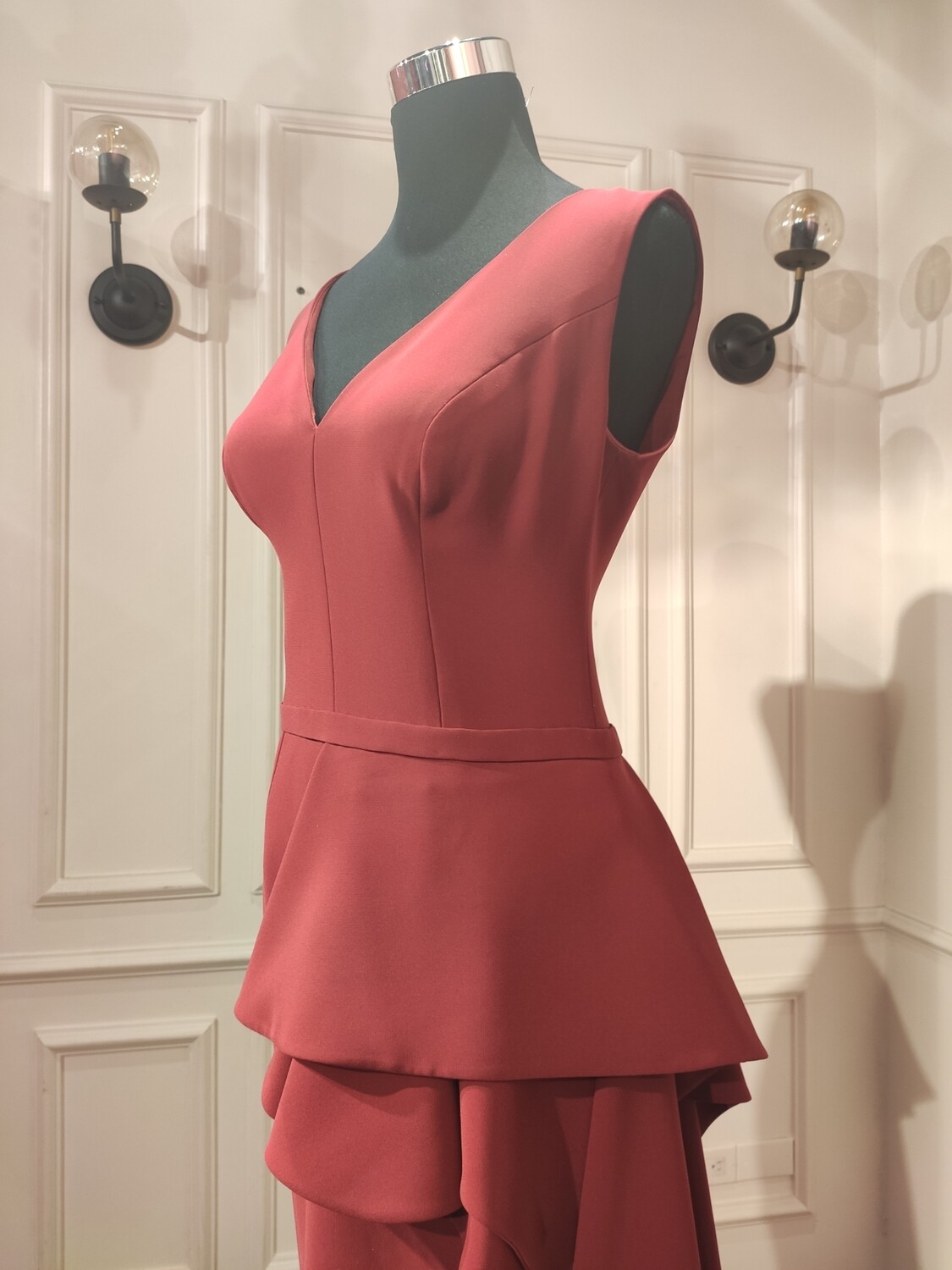 Vestido Largo,	Rojo Vino	,Talla	42