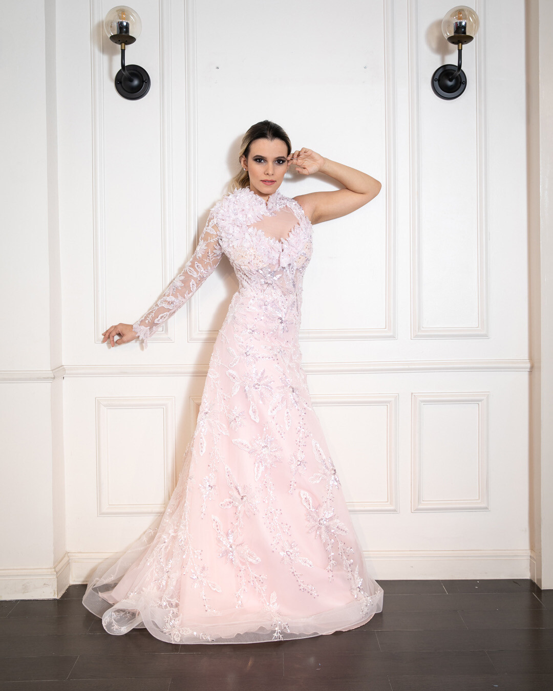 VESTIDO LARGO 	COLOR	ROSADO	TALLA:	42	EU	/	10	US