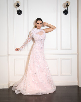 VESTIDO LARGO 	COLOR	ROSADO	TALLA:	42	EU	/	10	US