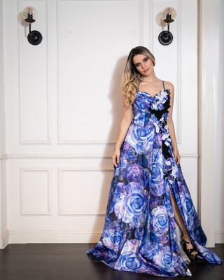 Vestido Largo - azul morado - Talla 42