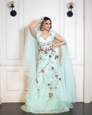Vestido Largo - Verde Menta - Talla 42