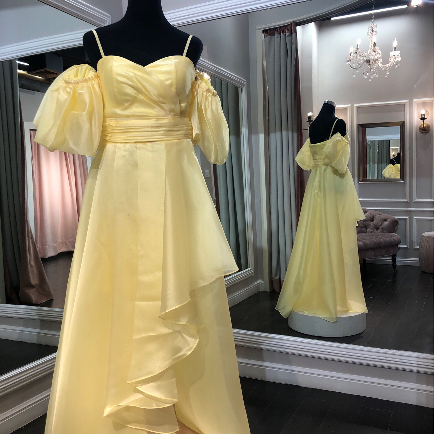 Vestido corto largo color amarillo talla 42 Vestido corto largo color amarillo talla 42