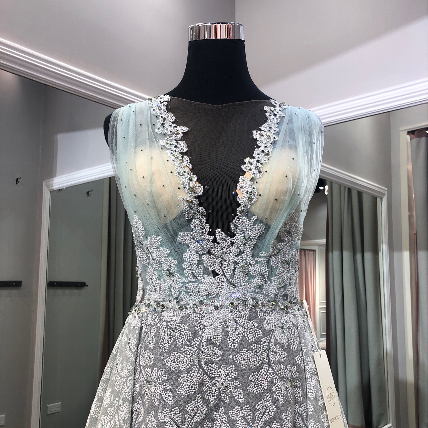 VESTIDO LARGO 	COLOR	VERDE AQUA	TALLA:	40	EU	/	8	US