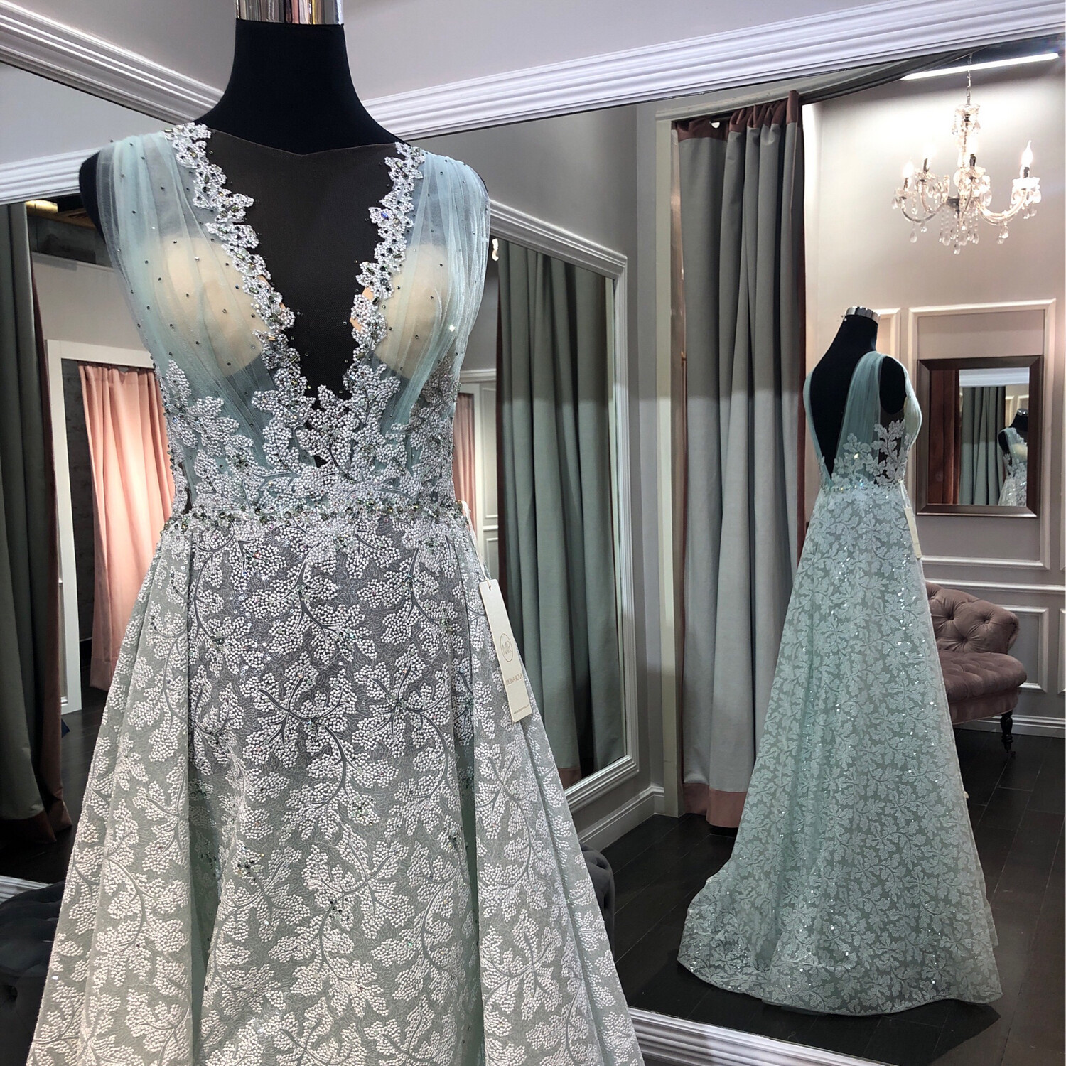 VESTIDO LARGO 	COLOR	VERDE AQUA	TALLA:	40	EU	/	8	US