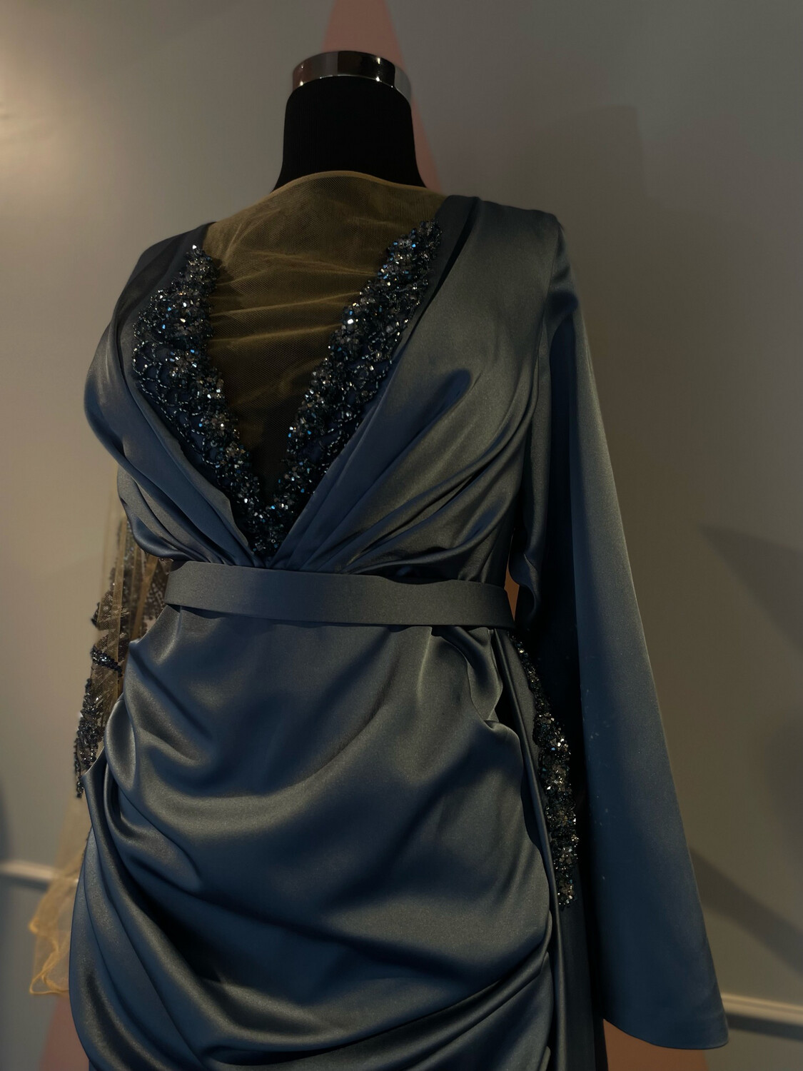 Vestido Largo,	Celeste	,Talla	48