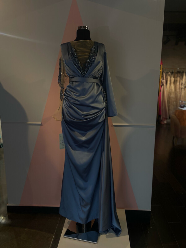 Vestido Largo,	Celeste	,Talla	48