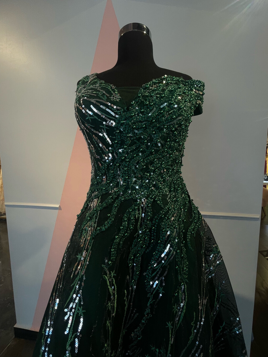 VESTIDO LARGO COLOR VERDE ESMERALDA