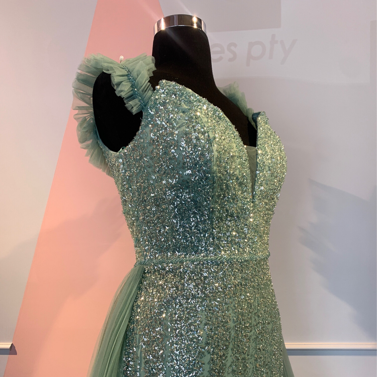 Vestido Largo - Verde Menta - Talla 10