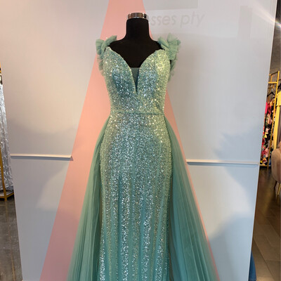 Vestido Largo - Verde Menta - Talla 10