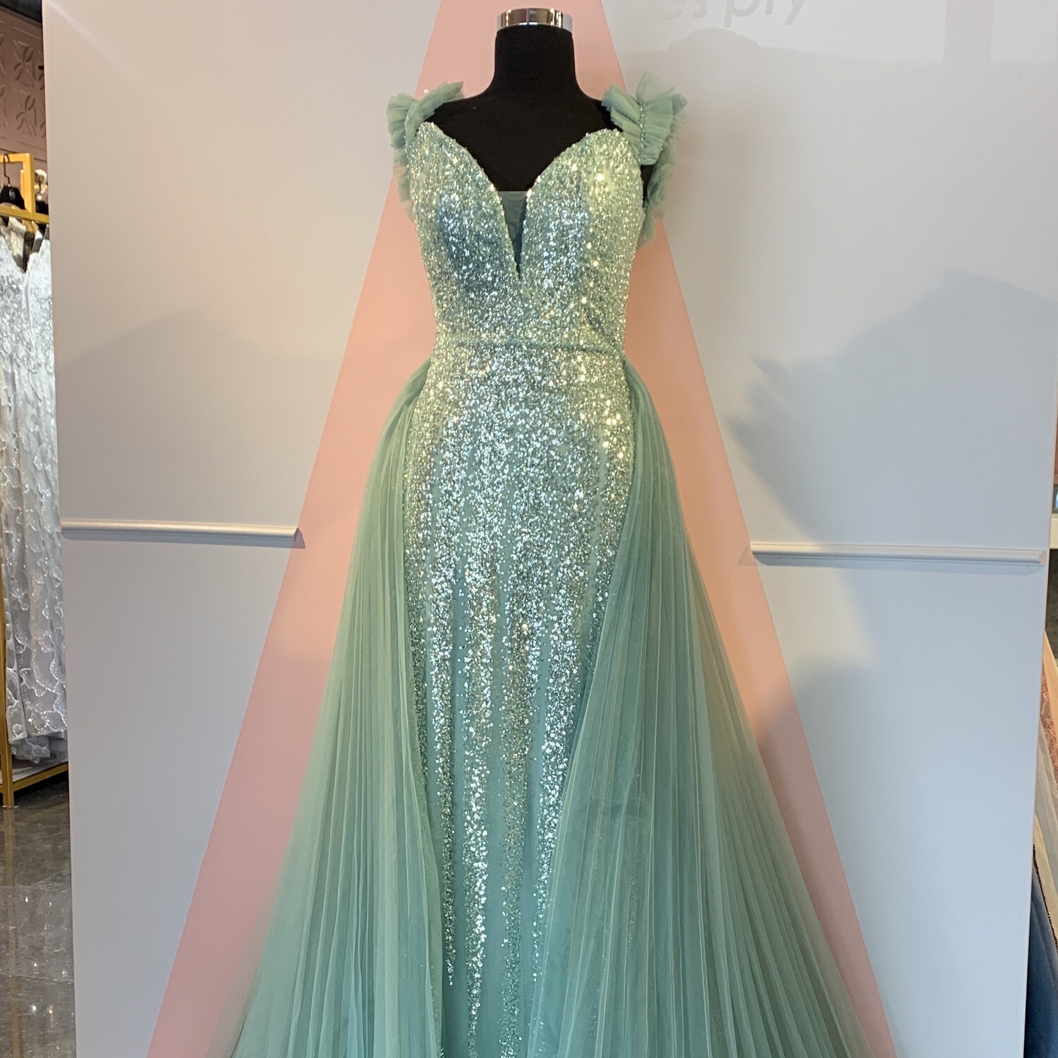 Vestido Largo - Verde Menta - Talla 10