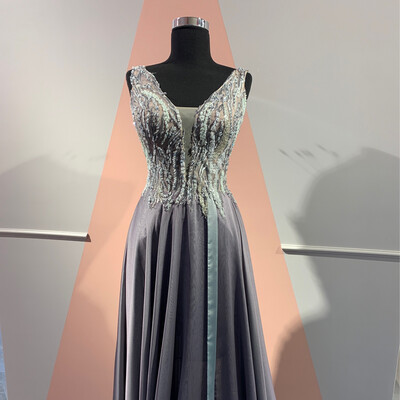 VESTIDO LARGO 	COLOR	MORADO	(PURPLE)	DE	TALLA:	38	EU	/	6	US