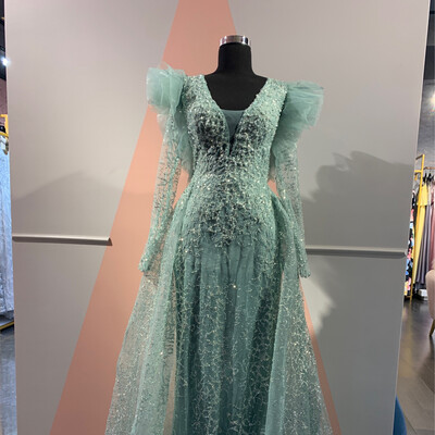 Vestido largo - Aqua - talla 16