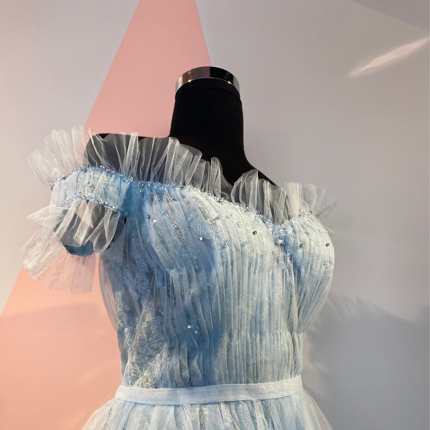 REBAJADO - Vestido Largo - Celeste - Talla: 42