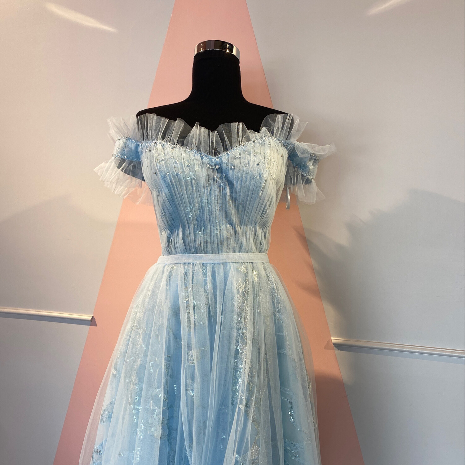 REBAJADO - Vestido Largo - Celeste - Talla: 42