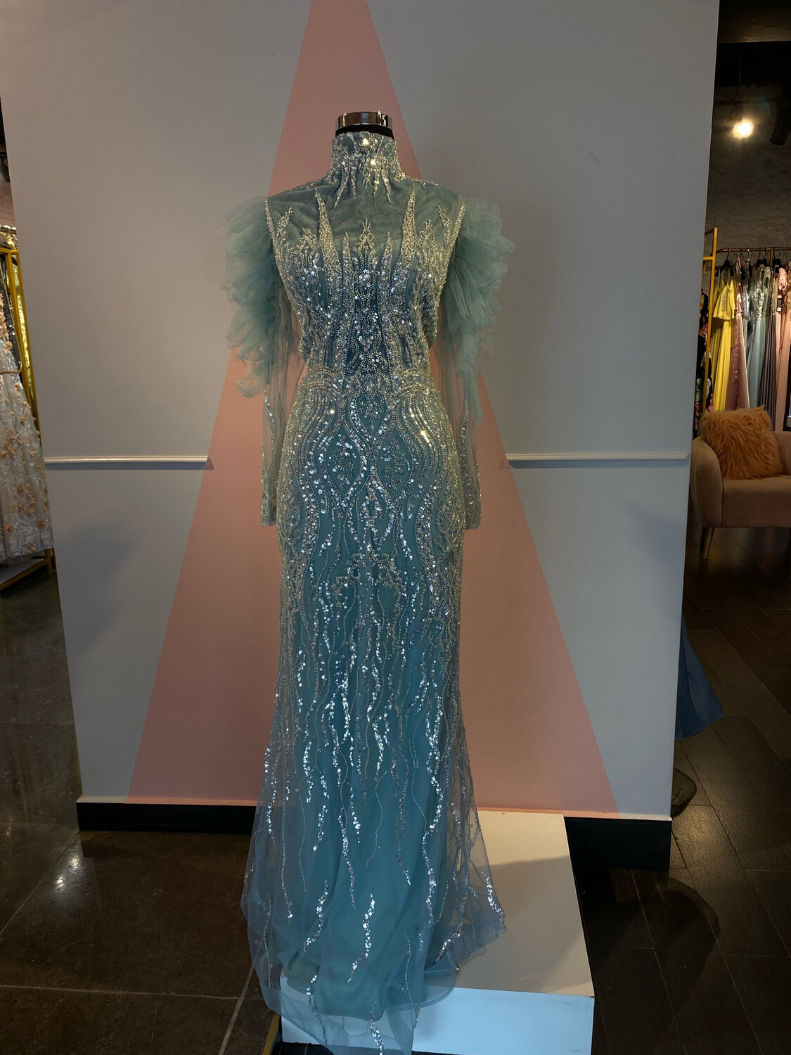 Vestido largo celeste- talla 18