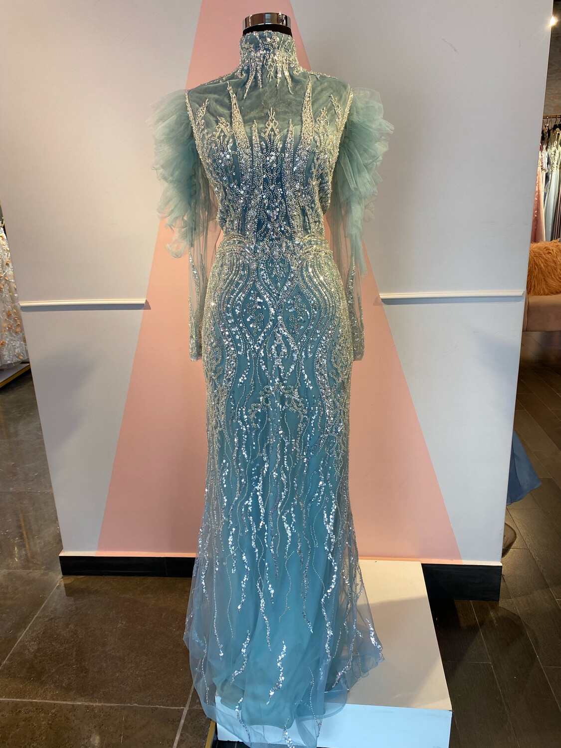 Vestido largo celeste- talla 18