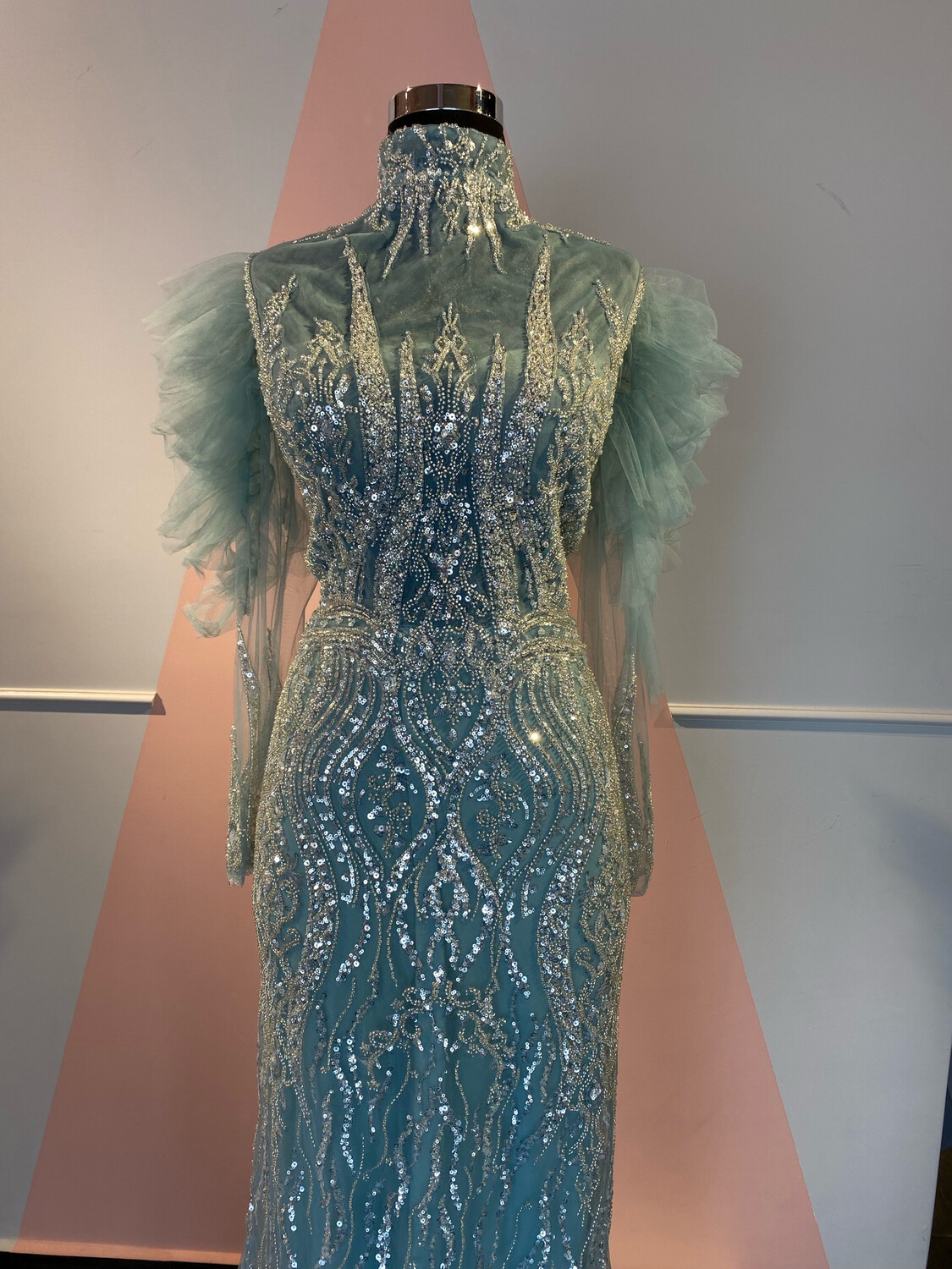 Vestido largo celeste- talla 18