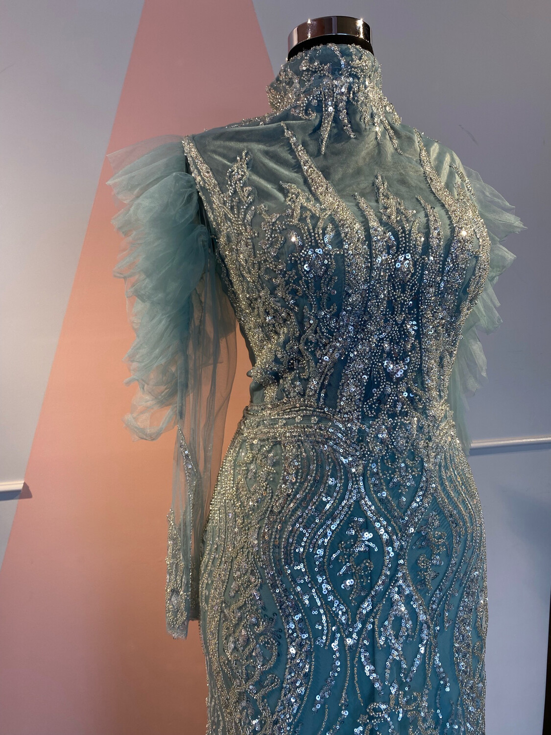 Vestido largo celeste- talla 18