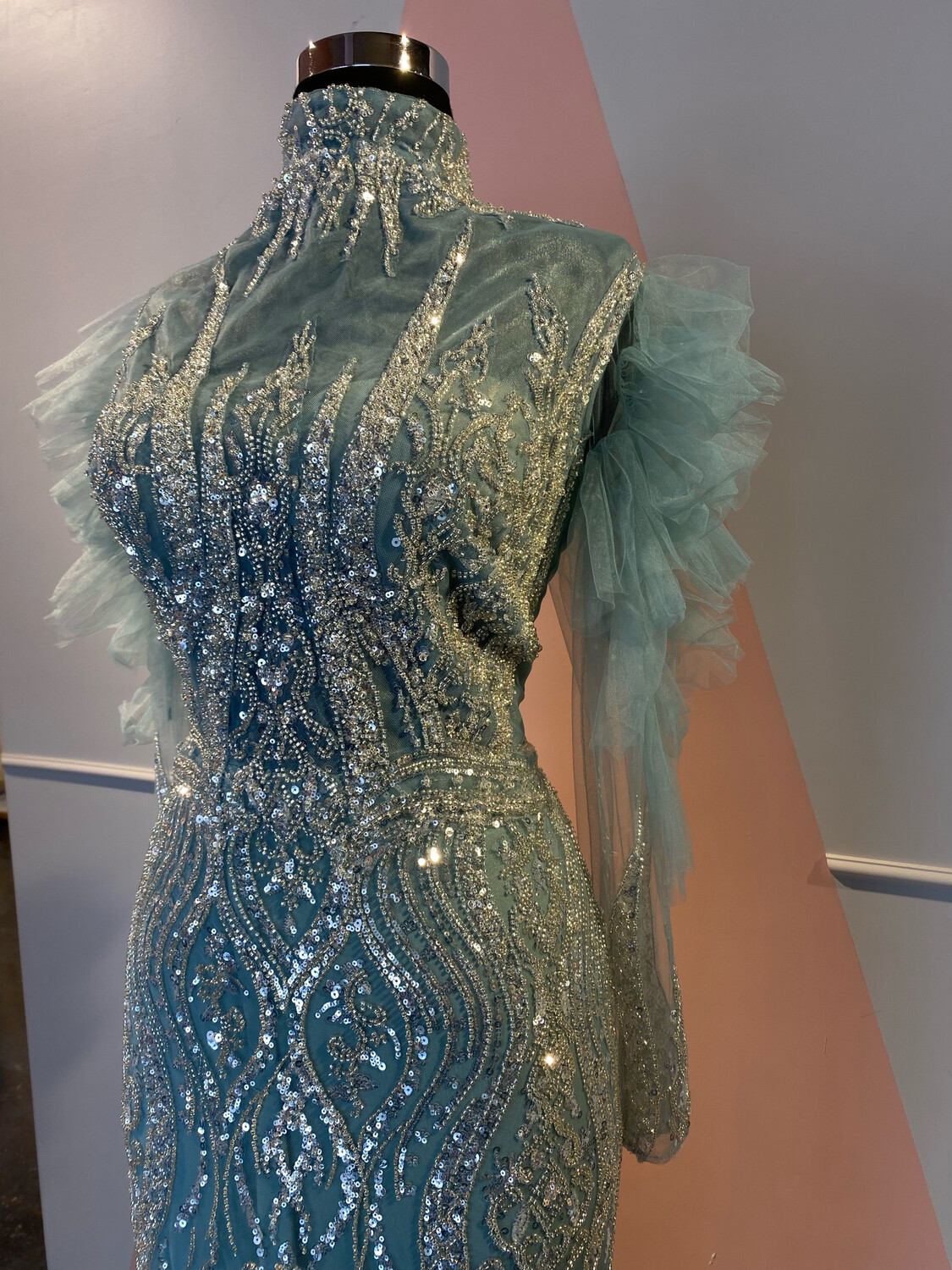 Vestido largo celeste- talla 18