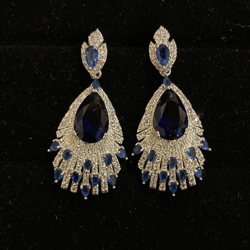 Aretes Medianos - Silver / blue