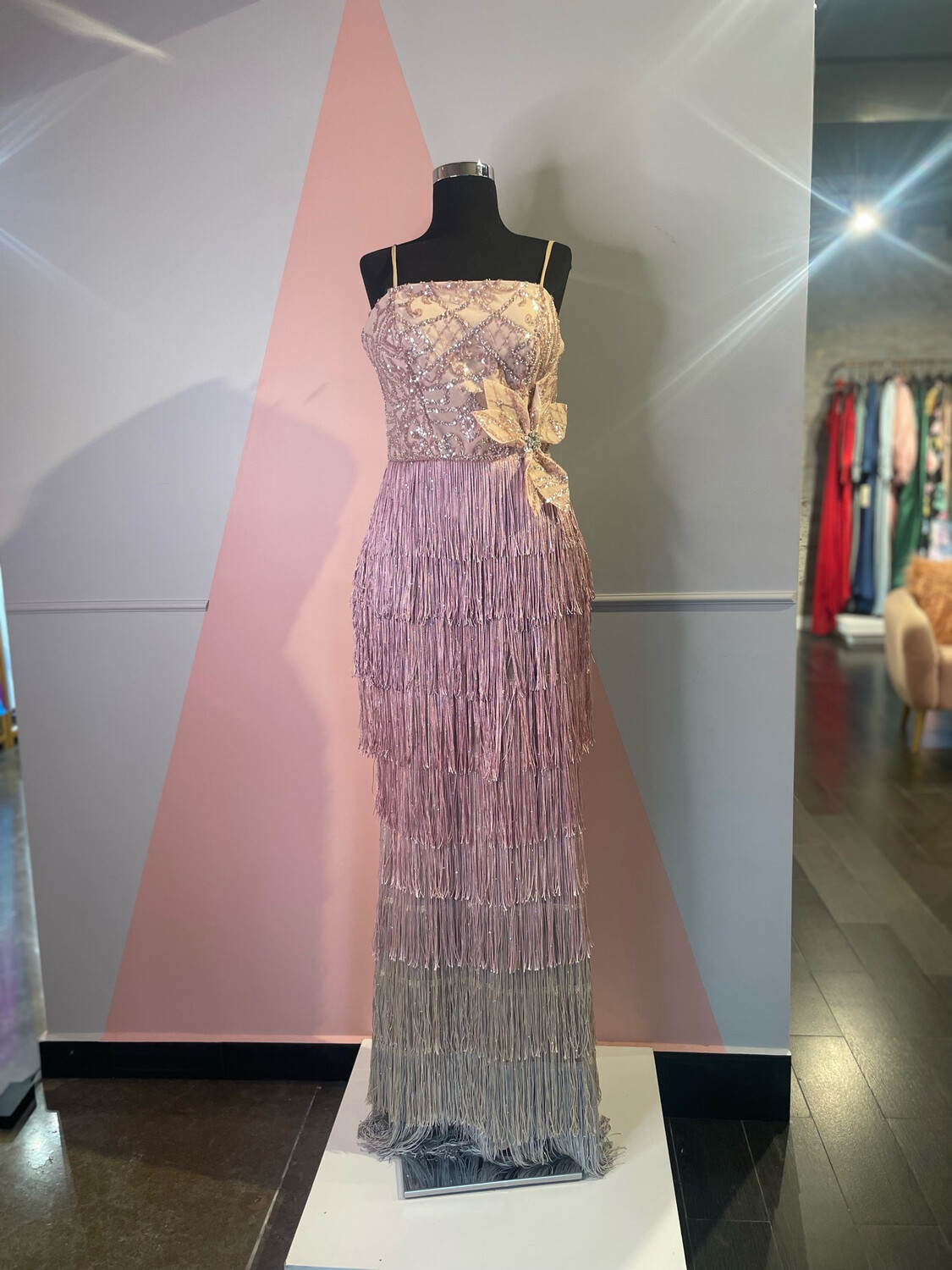 Vestido Largo,	Rosado	,Talla	42