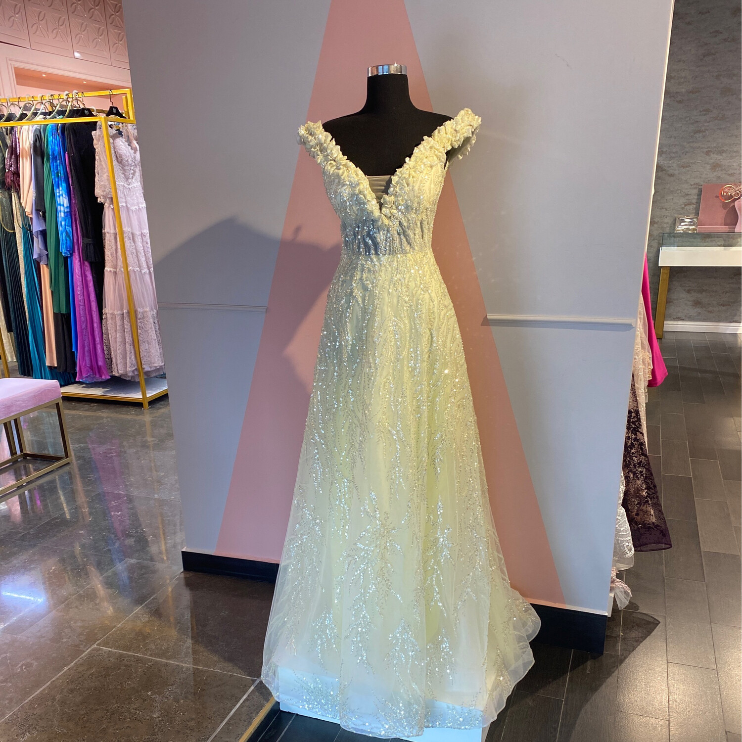Vestido Largo - Amarillo - Talla 44 EU / 12  USA