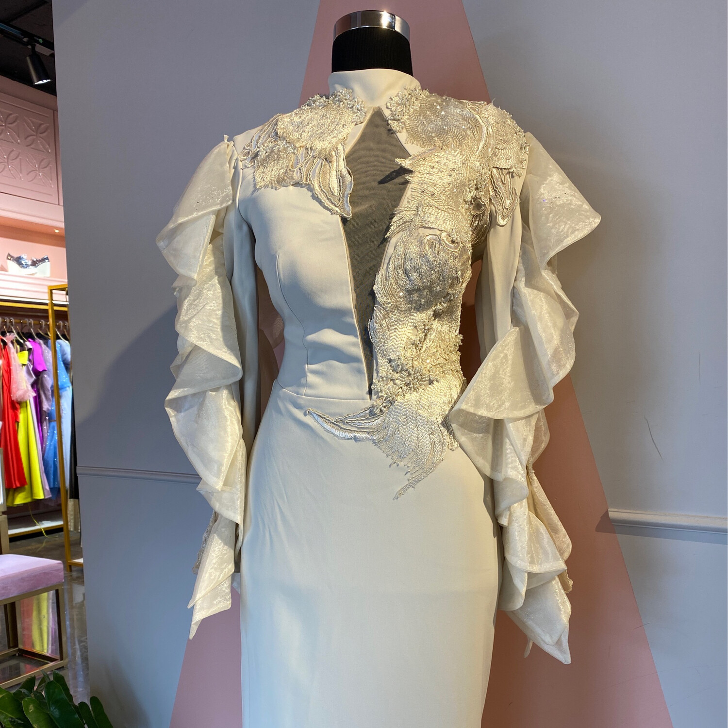 Vestido Largo,	Beige	,Talla	40