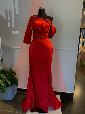 VESTIDO LARGO 	COLOR	ROJO	TALLA:	44	EU	o	12	US