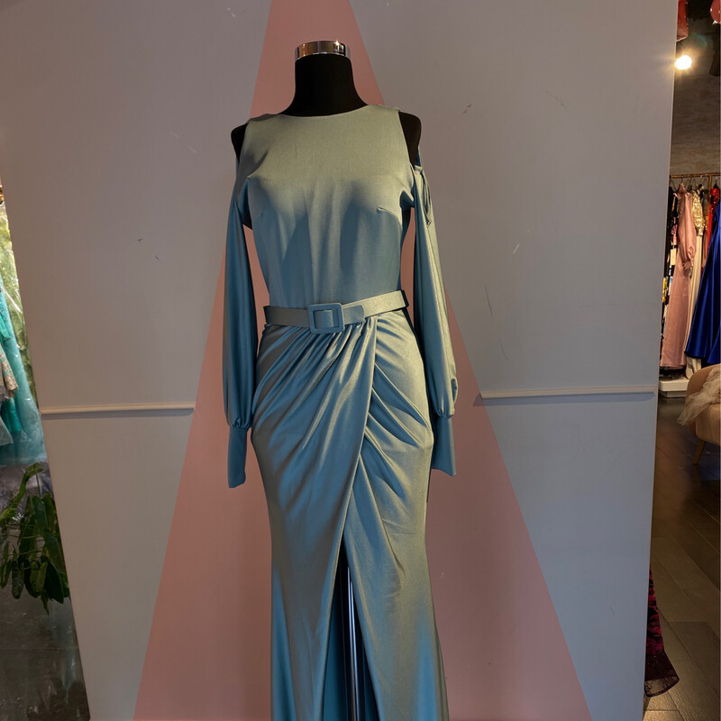 Vestido Largo,	Celeste	,Talla	46