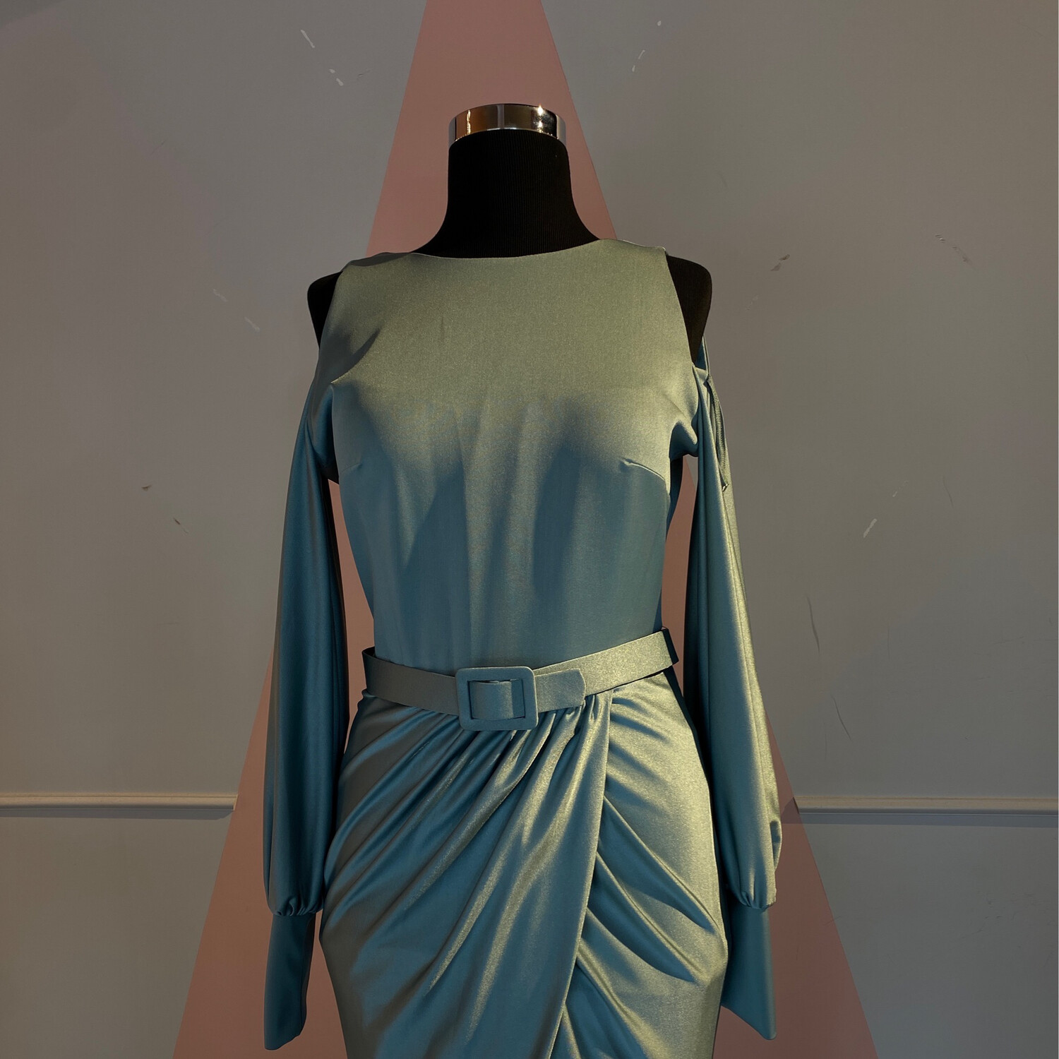 Vestido Largo,	Celeste	,Talla	46
